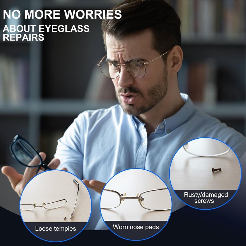 STREBITO Glasses Repair Kit, All-in-One Eyeglass Repair Kit with 16 Sizes of Screws, 12 Pairs of Nose Pads & Tweezer, Precision Screwdriver Set for Glasses, Sunglasses, Watches & Small Electronics - Image 2
